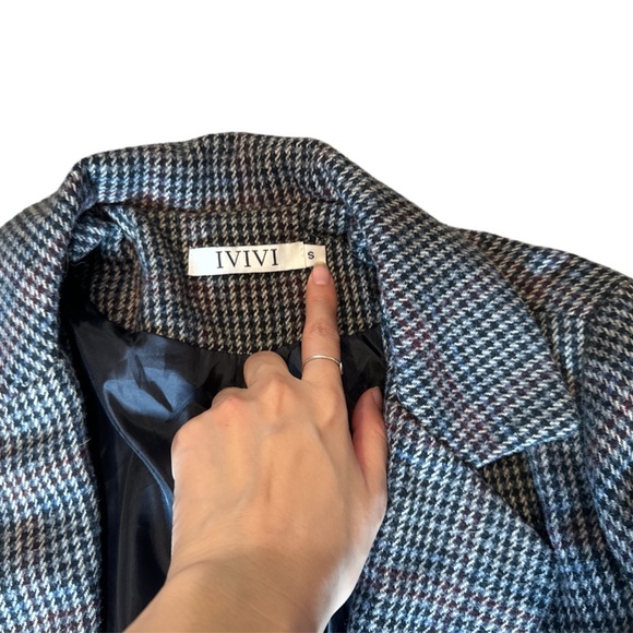 Brown Houndstooth Coat Size S - Picture 6 of 8